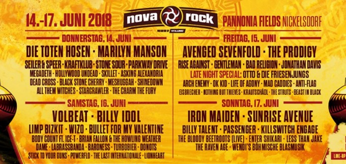 Kompletiran popis bendova za austrijski Nova Rock